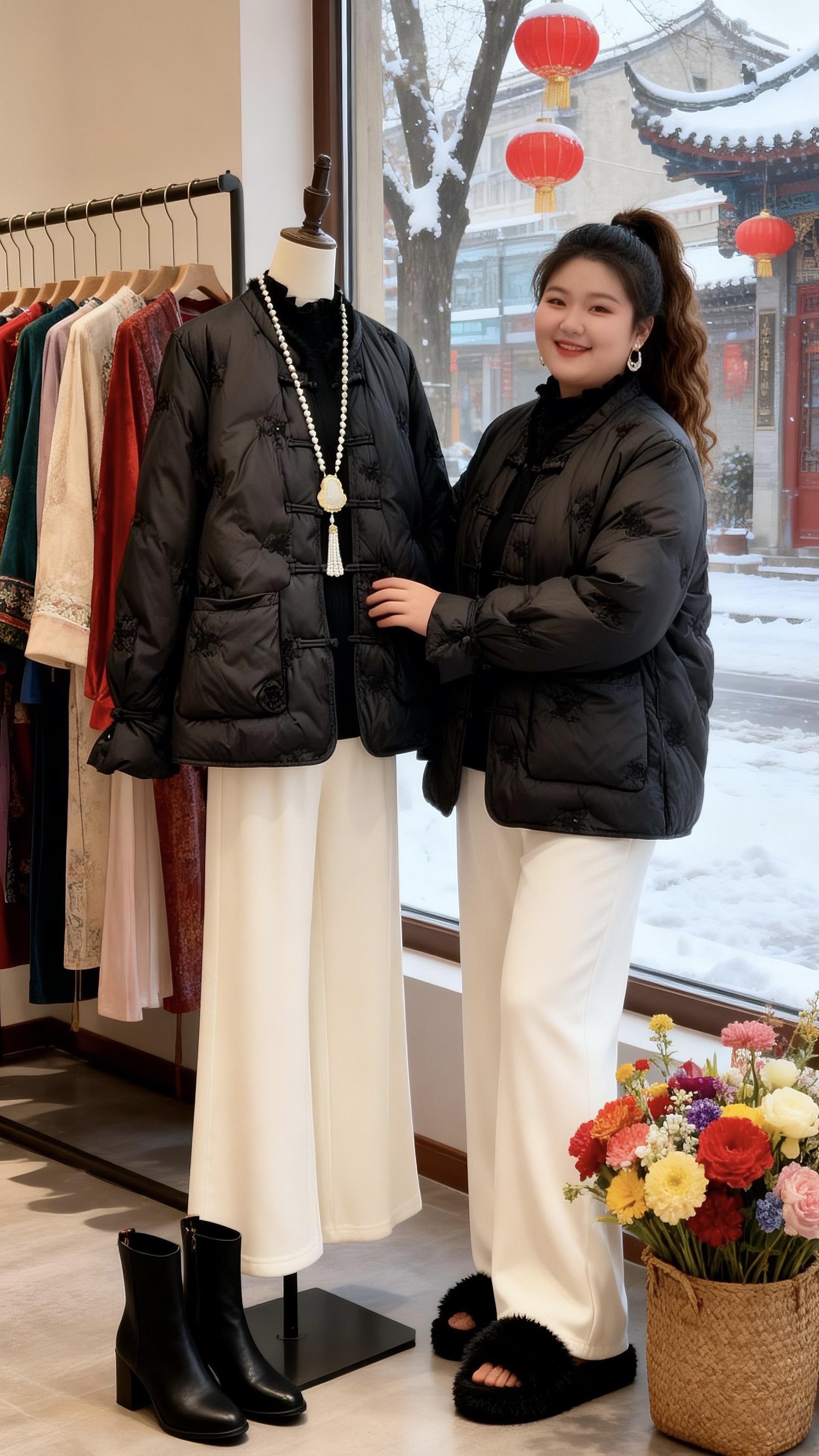 大码女装 新中式穿搭 国风棉服 高级感穿搭 胖妹妹的冬季有效穿搭