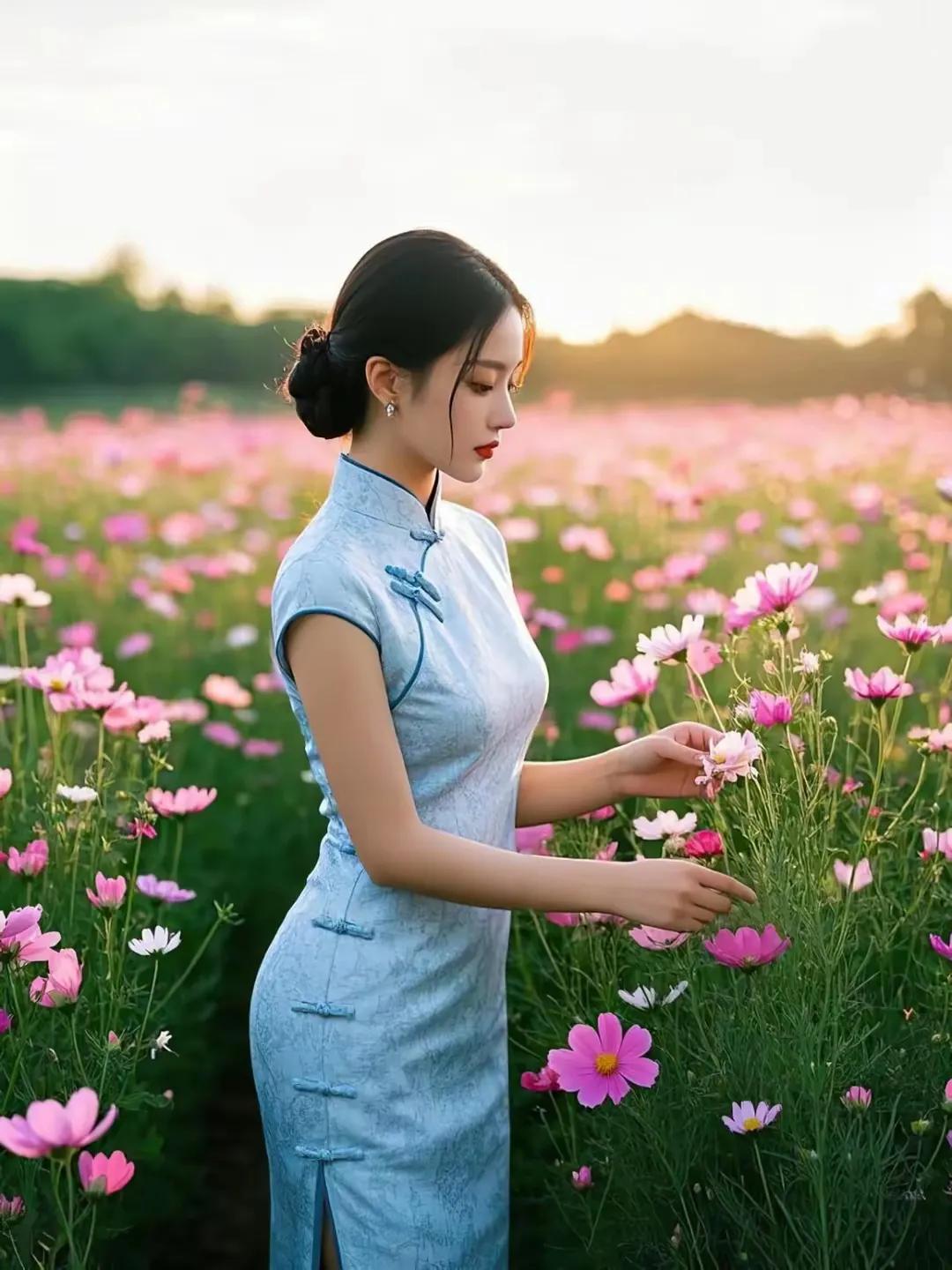 今日打卡真幸运,犹似鲲鹏上青云。扶摇直上九万里,红尘美景都看尽。窈窕美女穿褀袍,