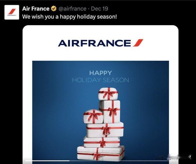 所谓【西方价值观】：

法国航空因不敢发传统的【圣诞快乐】祝福，改为【节日快乐】