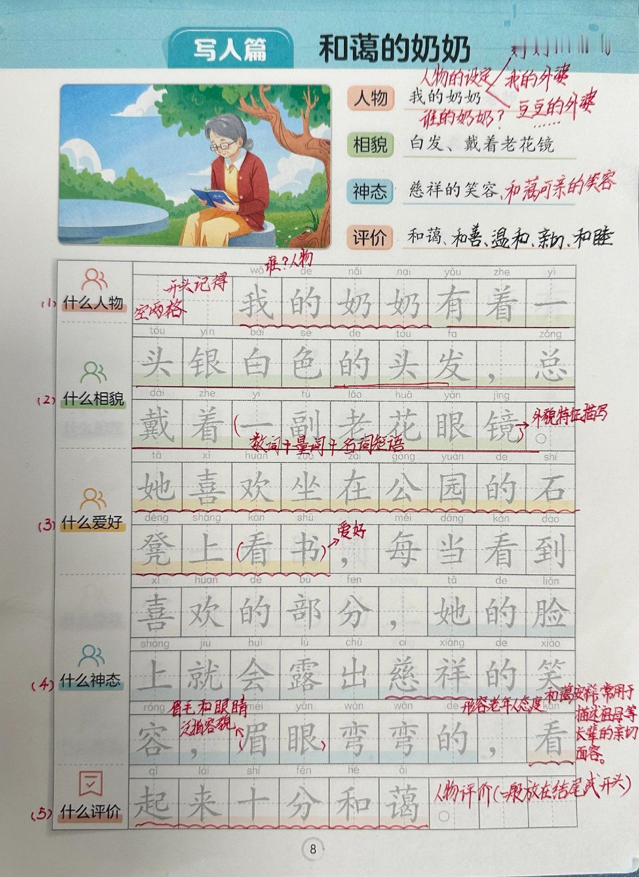 （写人篇）看图写话《和蔼的奶奶》：人物的设定范围（范文赏析）