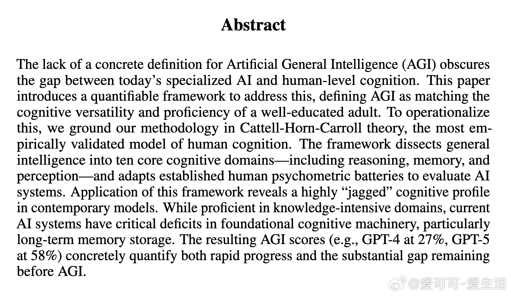 [AI]《A Definition of AGI》D Hendrycks, D 