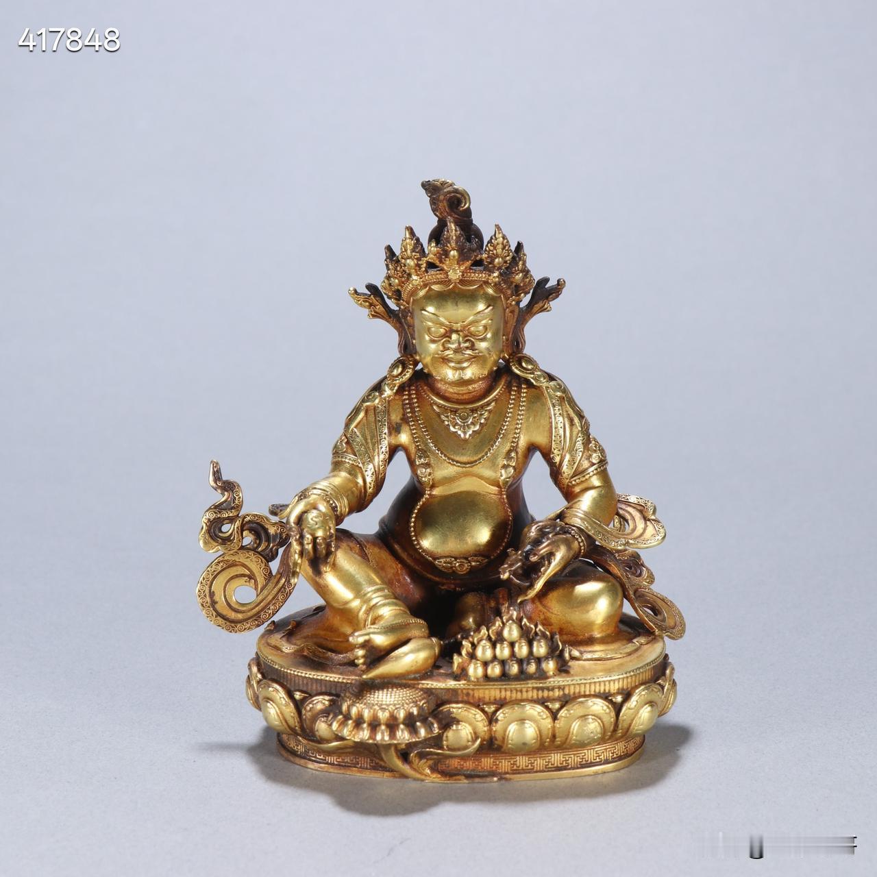 旧藏铜鎏金黄财神造像
规格：高9.8cm宽8.8cm重697.9g