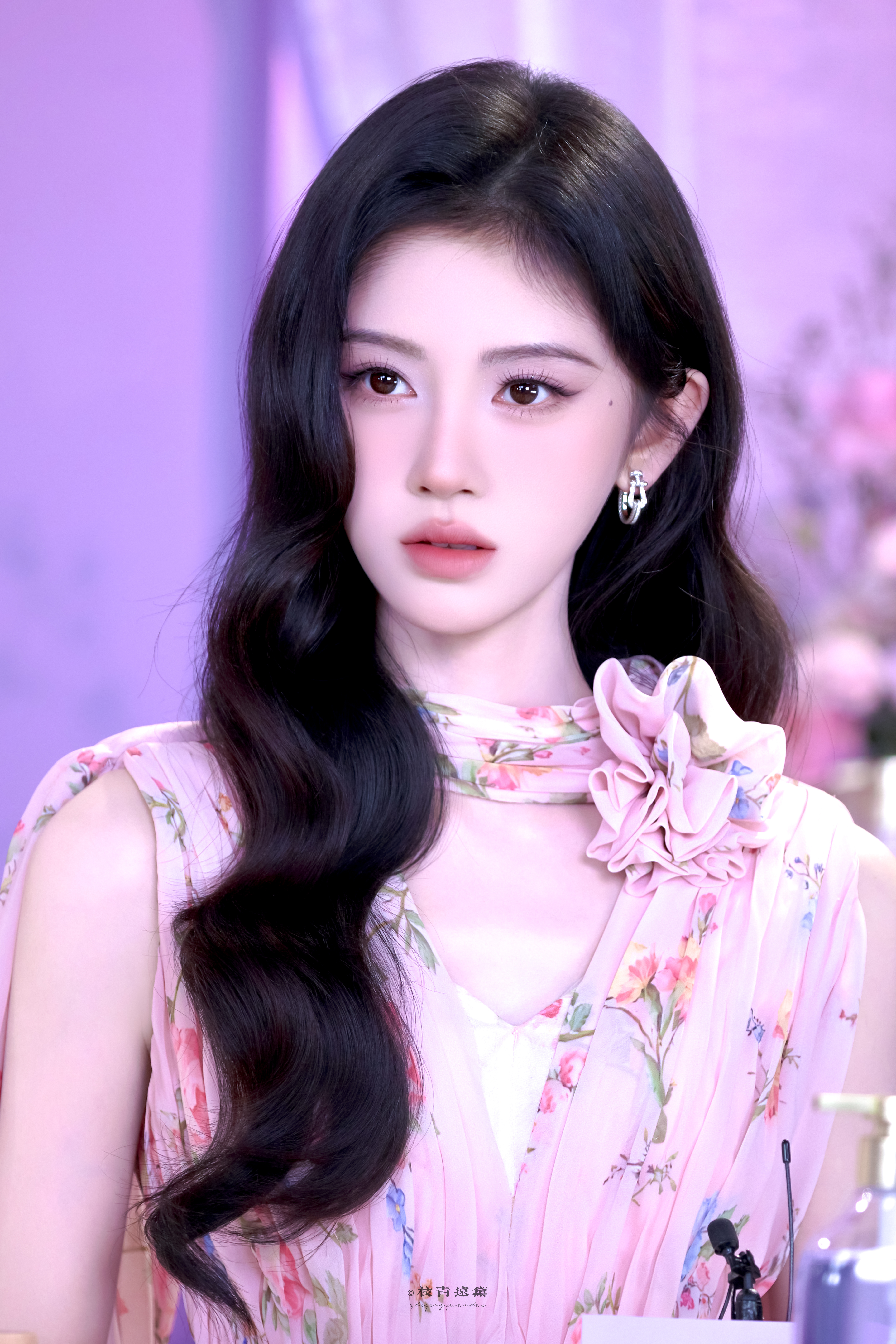 鞠婧祎/💜鞠婧祎粉色雏菊长裙