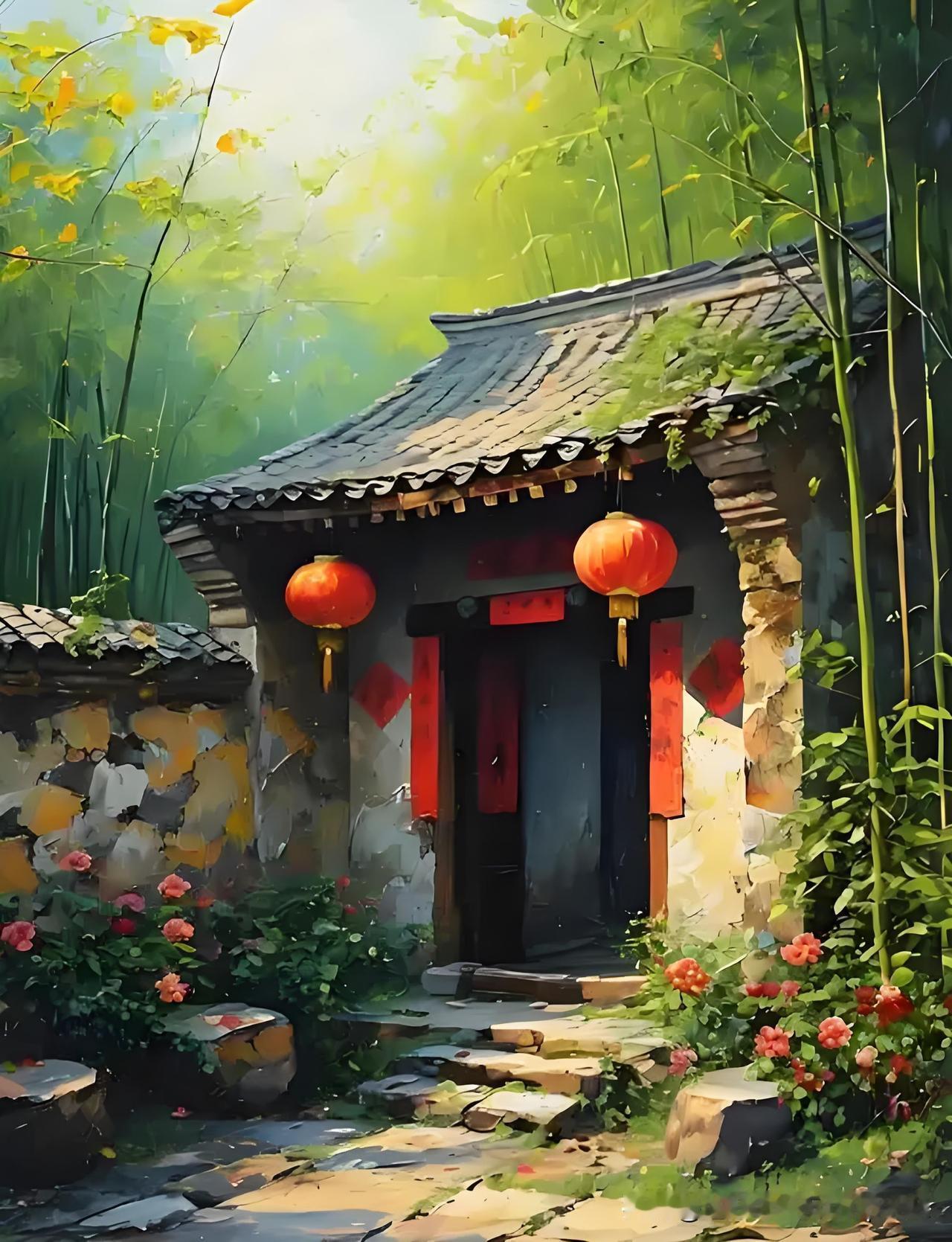 《杂兴四首·其四》
——宋末元初·于石
四围绿树岩藏屋，
一枕清风竹满轩。
醉里