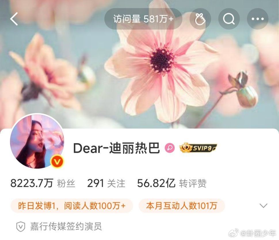 迪丽热巴主页访问量破581万 迪丽热巴主页访问量破581万，每一次点击都是牵挂与