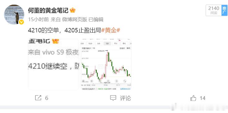 每日总结：6月22日第一单4187多单-4200  止盈13个点第二单4198空