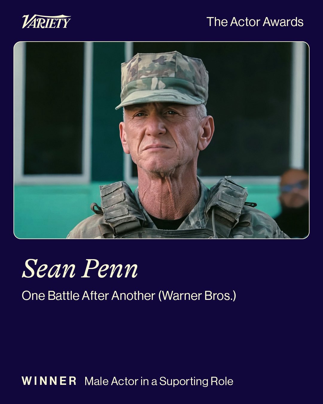 演员奖获奖名单演员奖电影最佳男配角：西恩·潘《一战再战》 