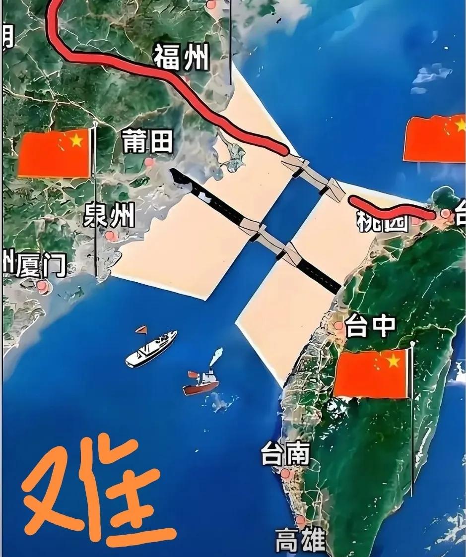 说个实在话，

台湾海峡最窄130公里，平均水深60米，最深88米，虽然比港珠澳