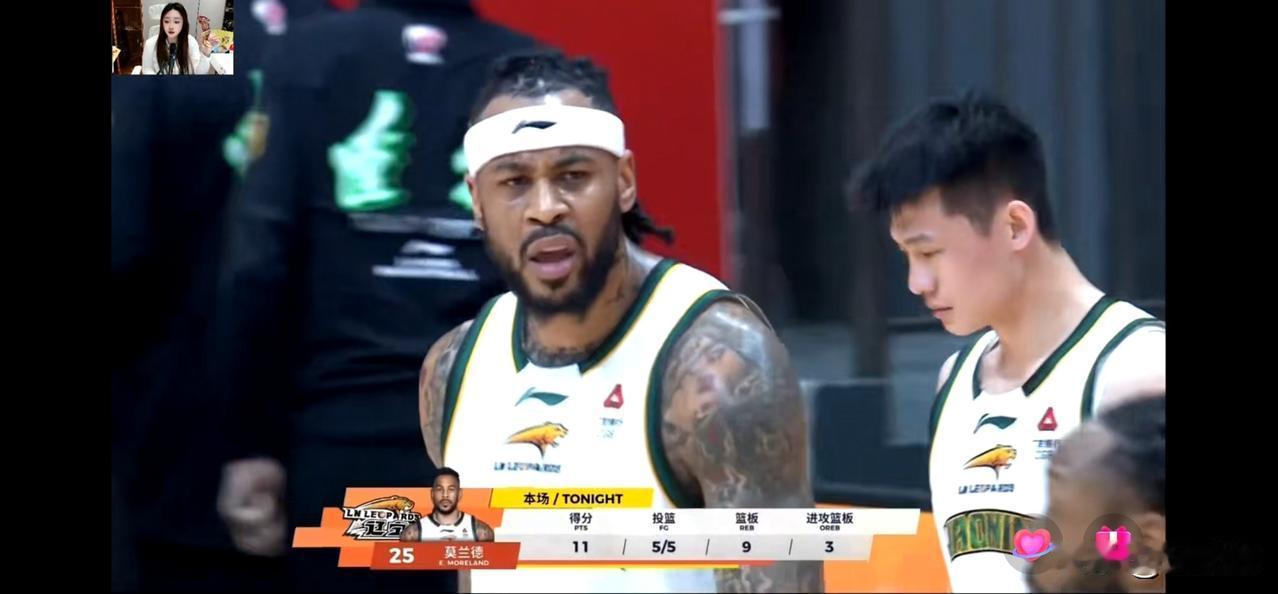 莫兰德统治前后场油漆区，广西老六庞峥麟独木难支，辽宁半场47:34客场领先江苏1