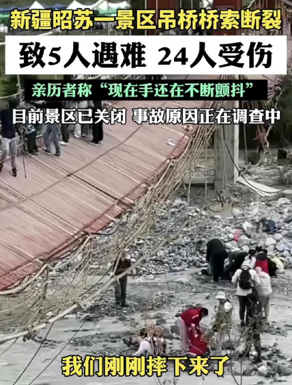 头号创作者激励计划新疆伊犁哈萨克自治州一景区的吊桥突然断裂，桥上有人摔下来，有人