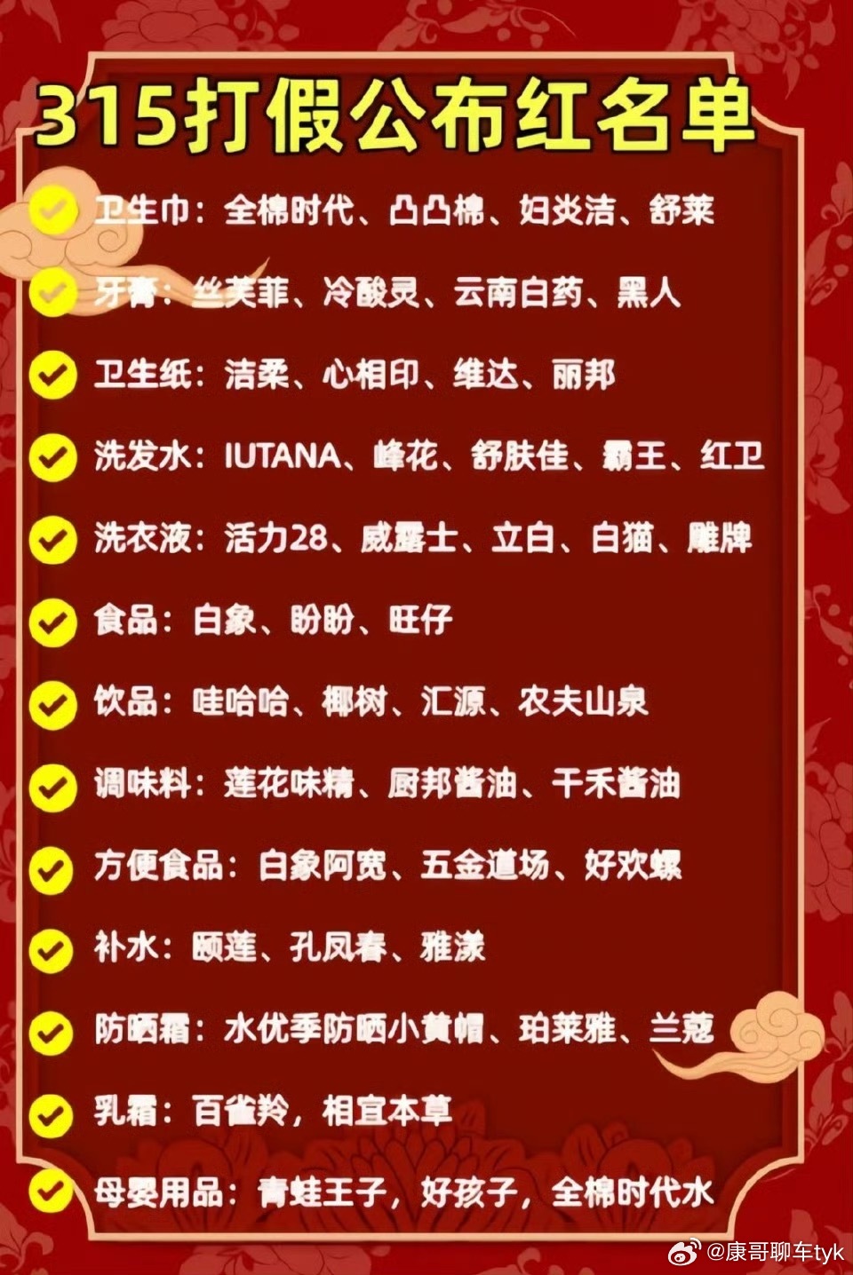 315名单看了一下，我日常接触最多的就是牙膏了
