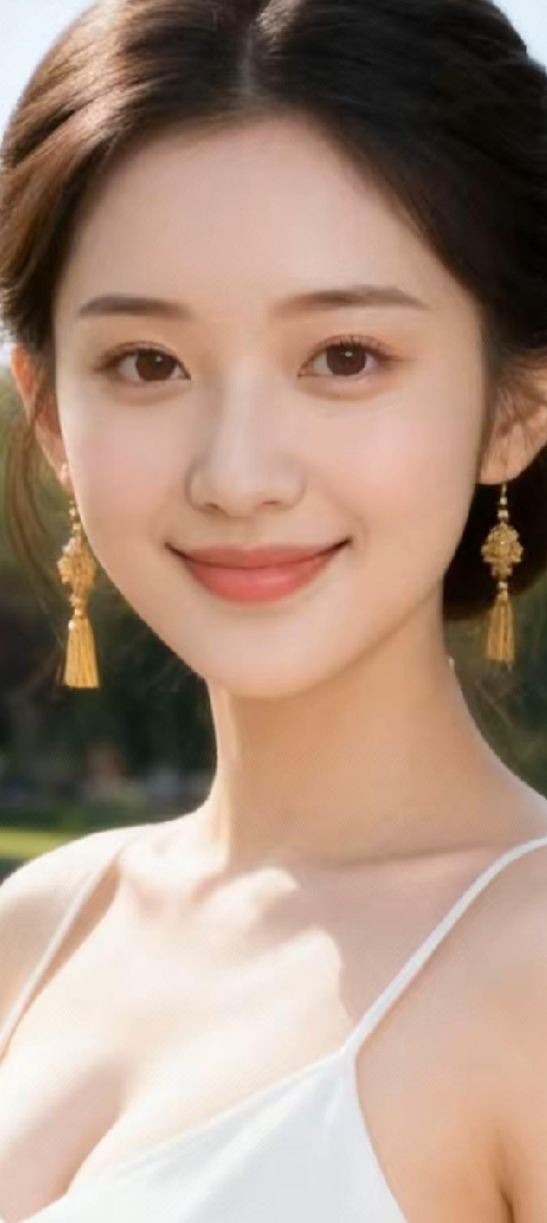 温柔微笑，金饰点缀，夏日清新风