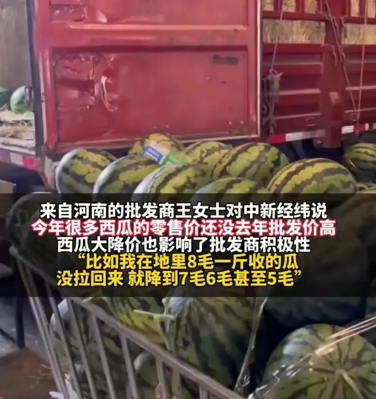 西瓜大跳水，这对瓜农来说，可不是好消息，对于消费者来说倒是好消息，我们这里超市的