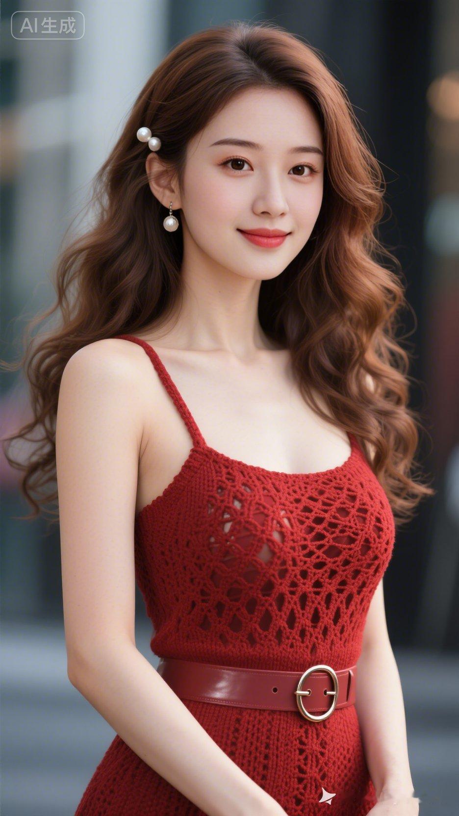 甜美红裙少女，优雅气质满满！💕