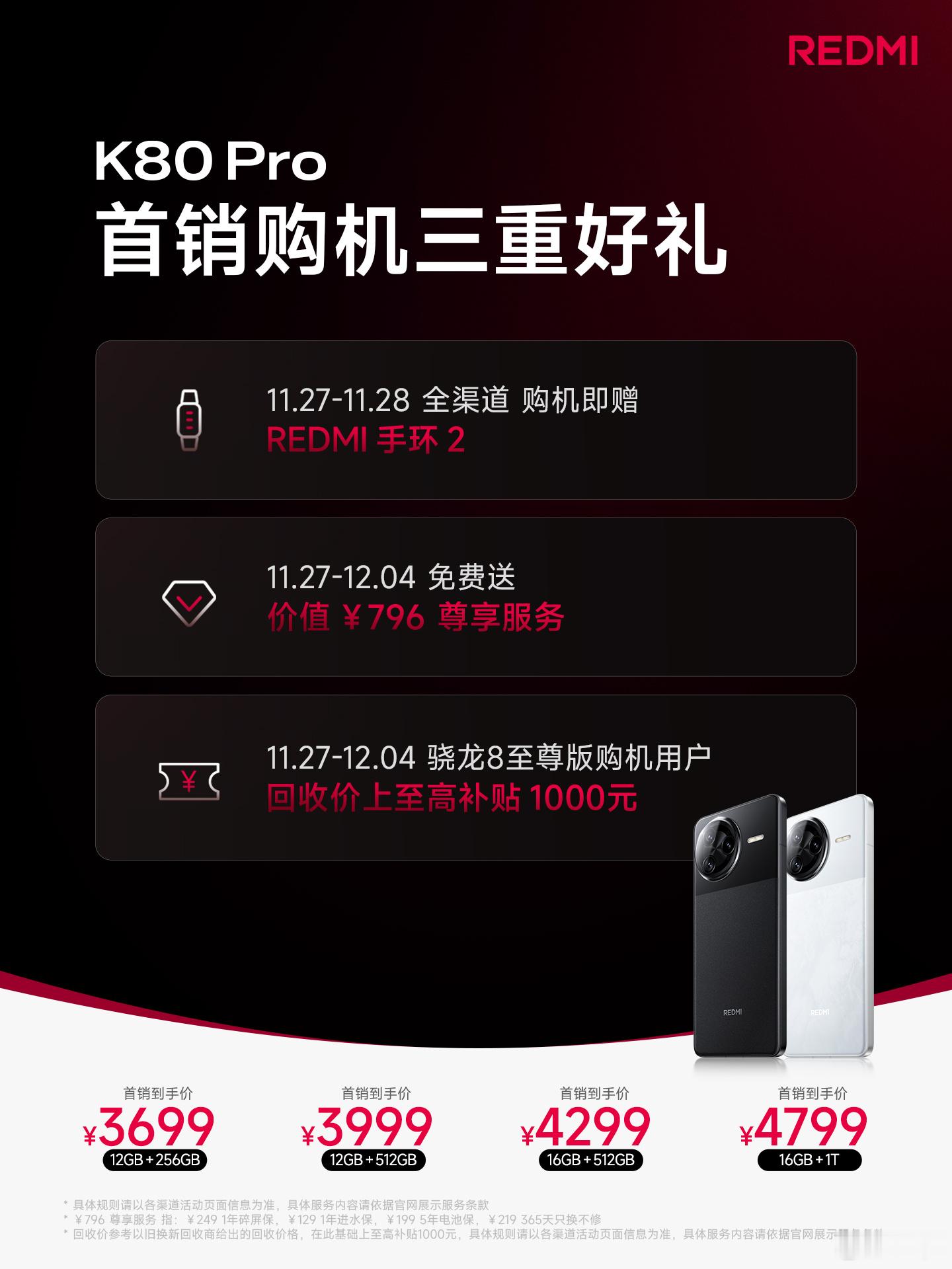 重要信息‼️ 首销下单 K80 Pro 有三重好礼1.  全渠道购机限时赠送 R