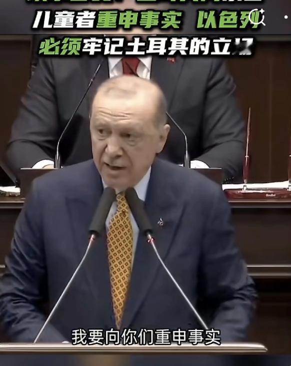 4月15日，土耳其总统埃尔多安在议会对党内成员发表讲话时向以色列表达强硬立场:“