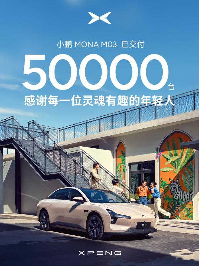 MONA M03上市4个多月累计交付50000台~嘿，年轻的鹏友是越来越多了~ 