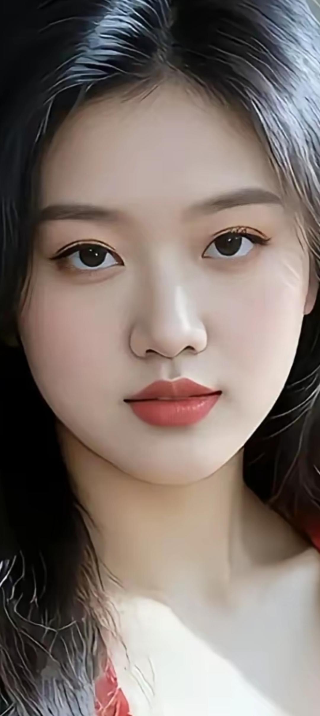 温柔甜美的少女，白皙肌肤，红唇轻启，散发着优雅的气息。