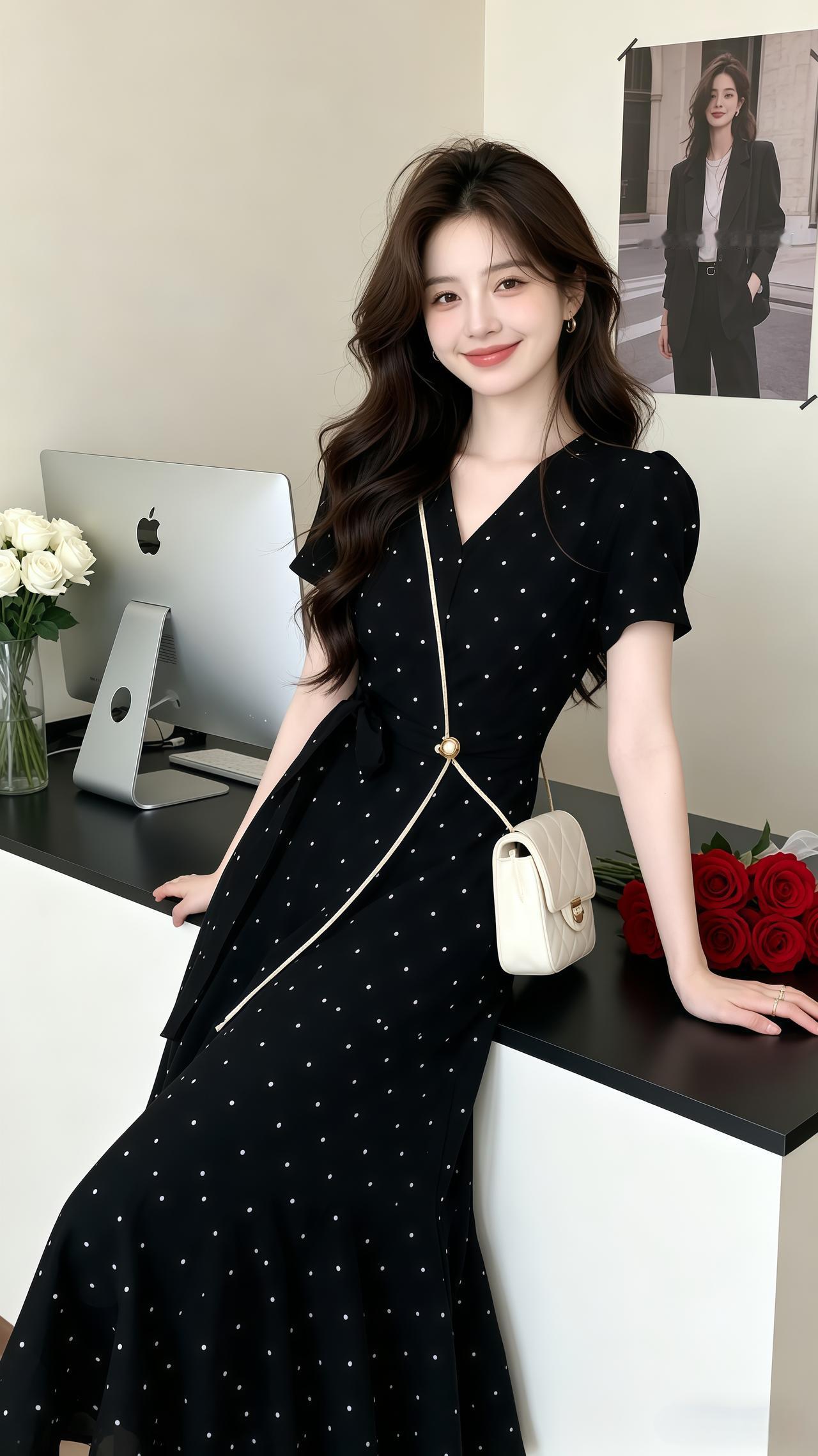 收腰小黑裙 显瘦又高级的连衣裙 波点显瘦连衣裙 穿搭今天穿什么