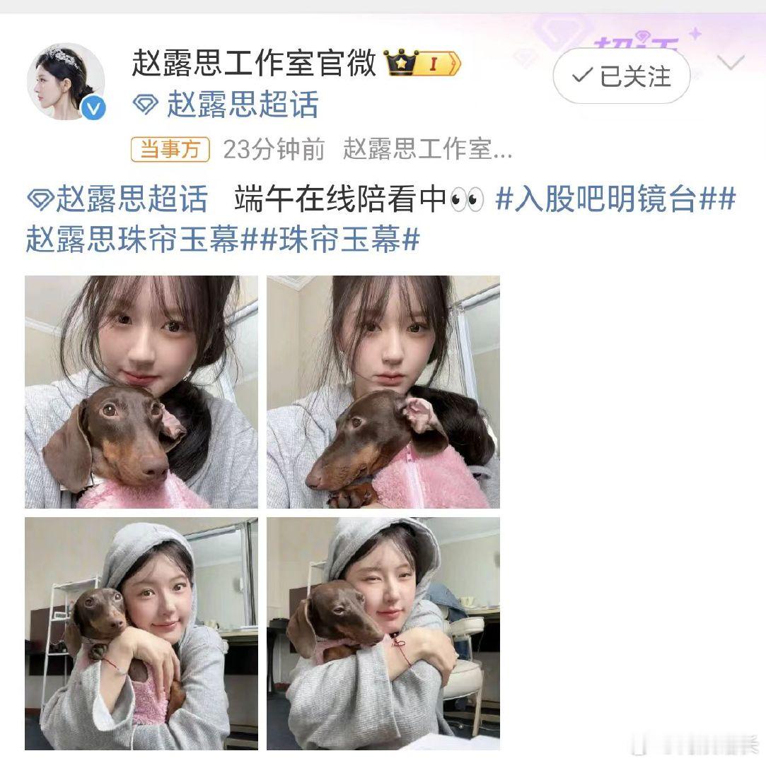 #赵露思陪看珠帘玉幕##赵露思在线陪看珠帘玉幕# 赵露思抱着宠物狗狗陪看珠帘玉幕