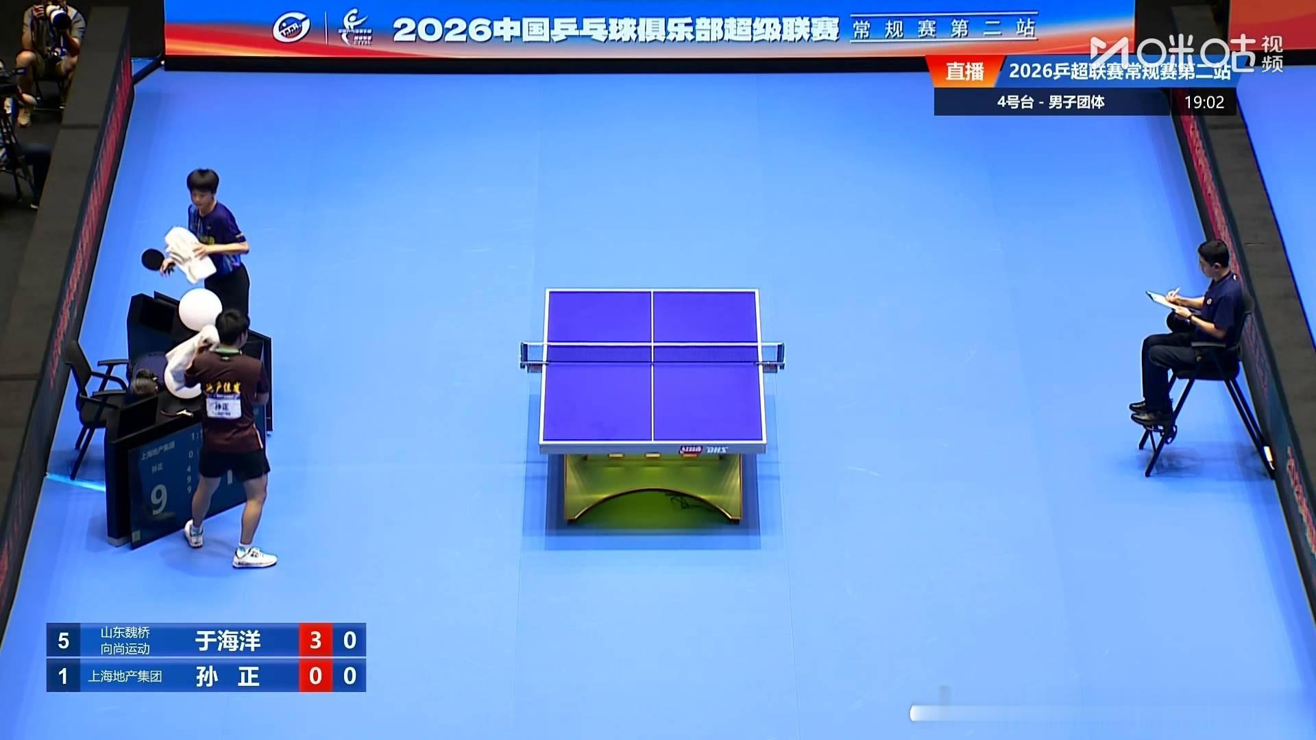 陈垣宇2比1黄旭男（-5，7，8）第三盘：徐海东VS周锦泉山东鲁能四比二汕头明润