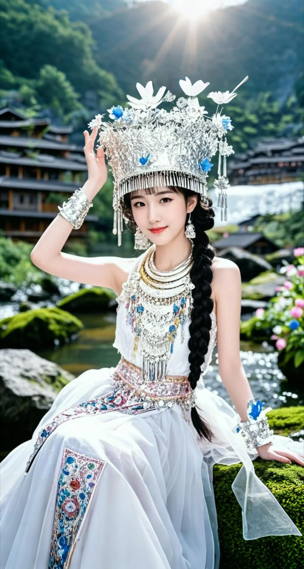AI扩图 AI苗乡白裳梦