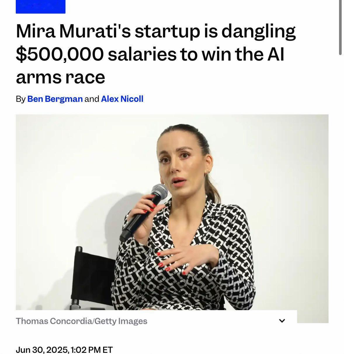 新闻：Mira Murati 的 Thinking Machines 为技术人才