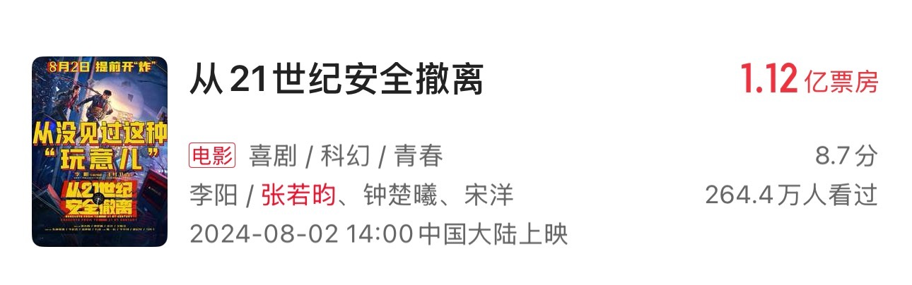 电影开端之送不到的快递居然是张若昀和钟楚曦二搭，两人上部搭档的是科幻题材从21世