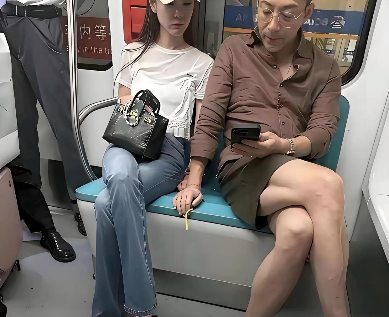 汪小菲和马筱梅坐地铁被拍。 ​​​