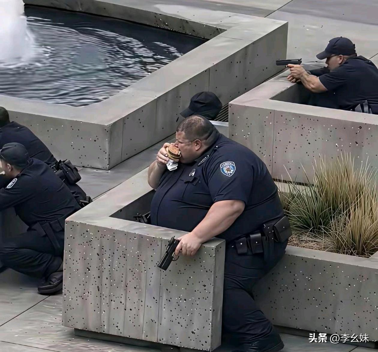 这位警察往前面一站，这压迫感就上来了