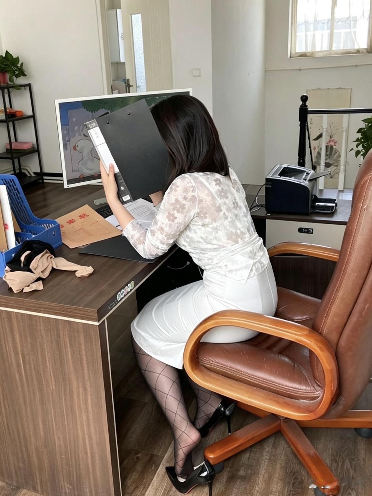 少妇天天上班就这么穿，老板也管不住