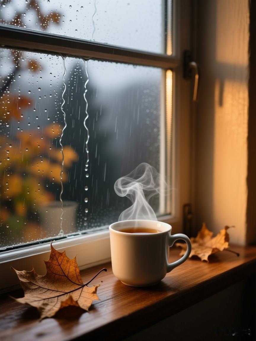 听雨打窗棂，煮一壶热茶翻几页书
空气里满是桂花混着泥土的清香
雨后小城被洗得干干