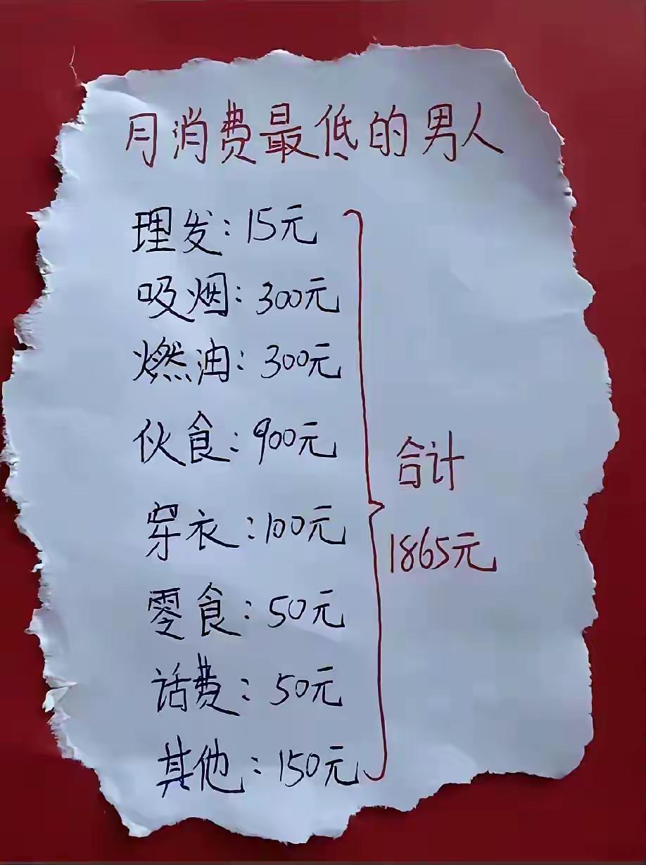 男人最低的一个月的消费标准，这也是消费降级的一种方式吗？真的，这么多以前够我两个