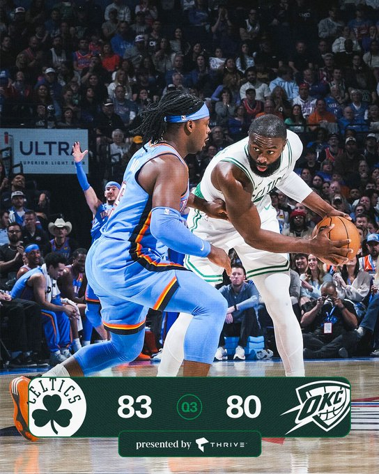 三节比赛结束，我们暂时以83-80领先雷霆波士顿凯尔特人 ｜DifferentH