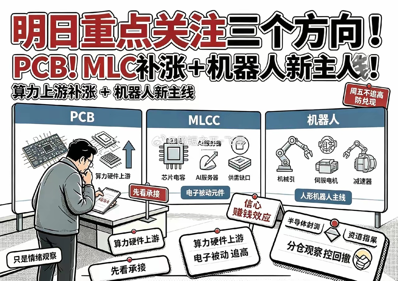 明日重点关注三个方向！为什么？1. PCB！PCB！PCB！2. MLCC！ML