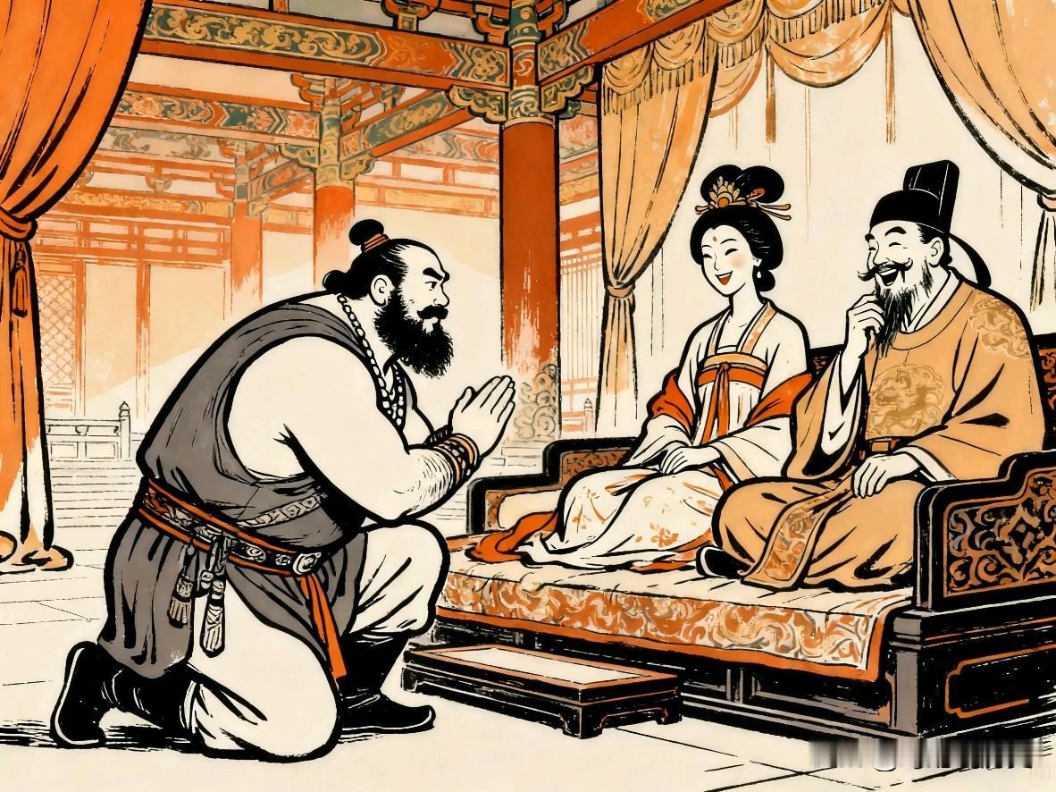 一是逾制认亲。安禄山为讨好唐玄宗，主动请求比杨玉环小十六岁的自己认作“养子”。每