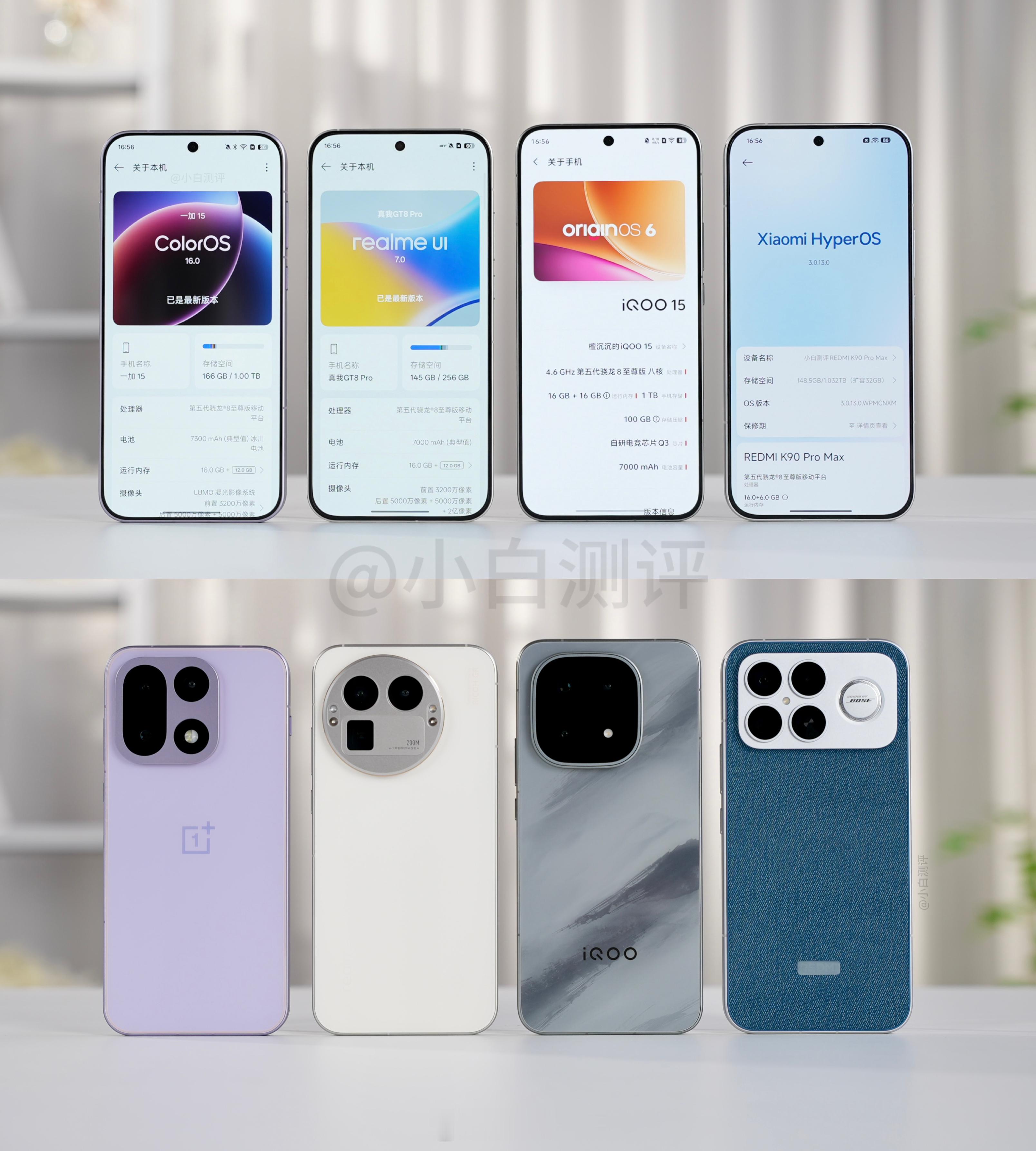 四台子系骁龙8 Elite Gen5旗舰合影[并不简单]今年各家硬件差异不是非常