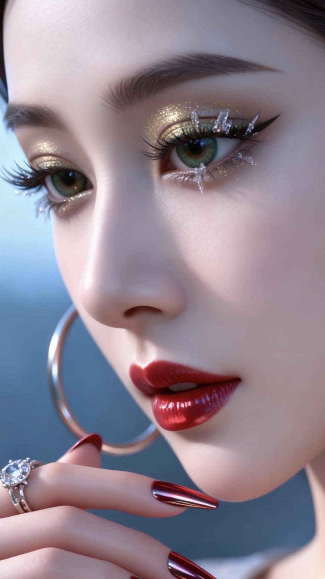 梦幻眼妆，闪耀夺目，红唇诱惑，尽显优雅魅力！💄✨👀