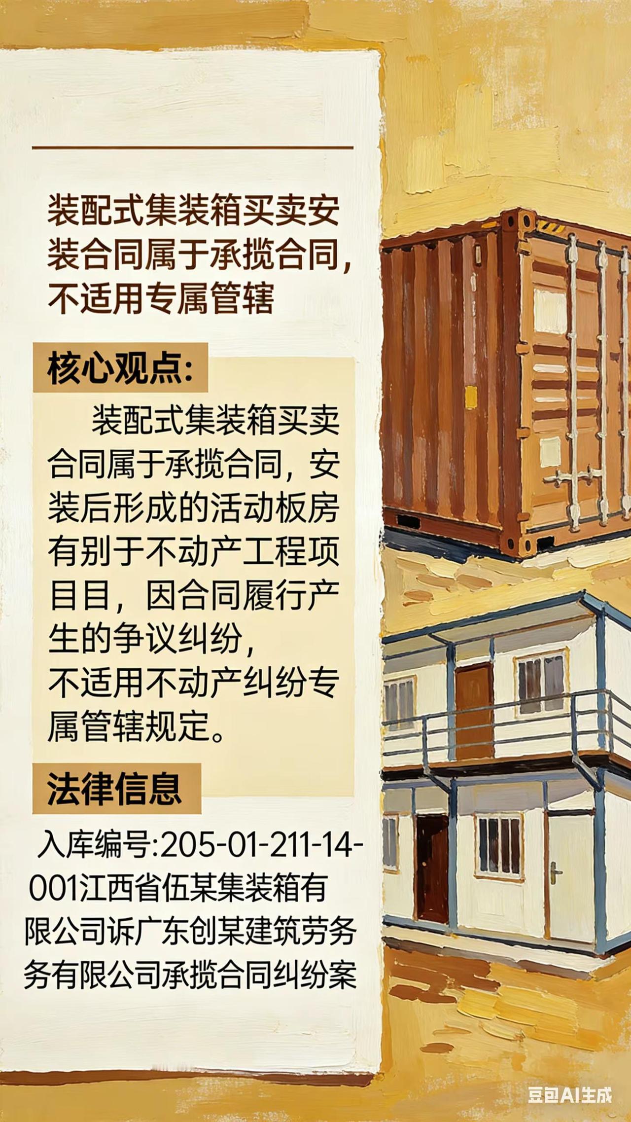 装配式集装箱买卖安装合同属于承揽合同。装配式集装箱买卖安装合同属于承揽合同，不适