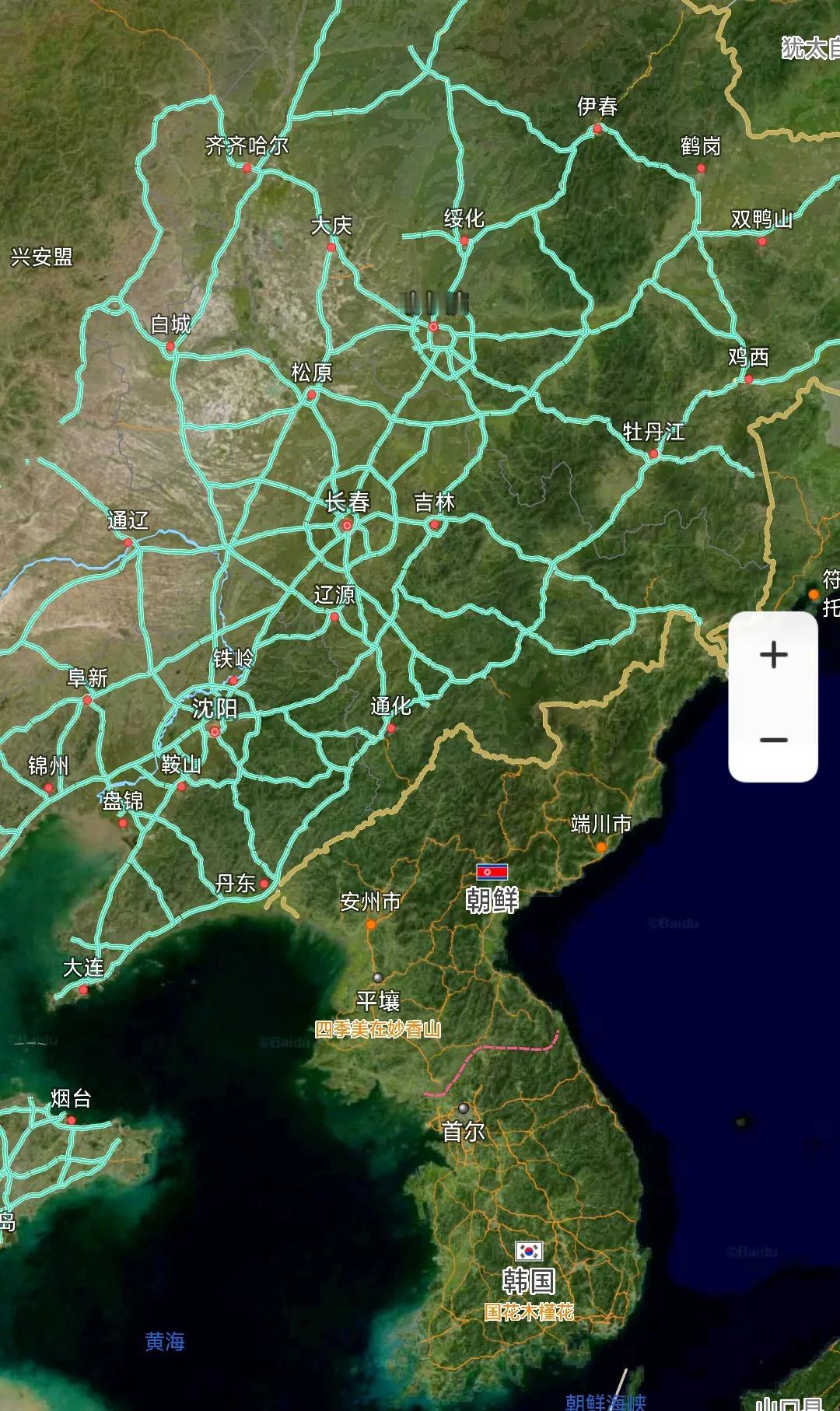 沈阳、长春、哈尔滨各有一个圈，让我难以理解的是没哈尔滨的圈为何看起来比沈阳、长春