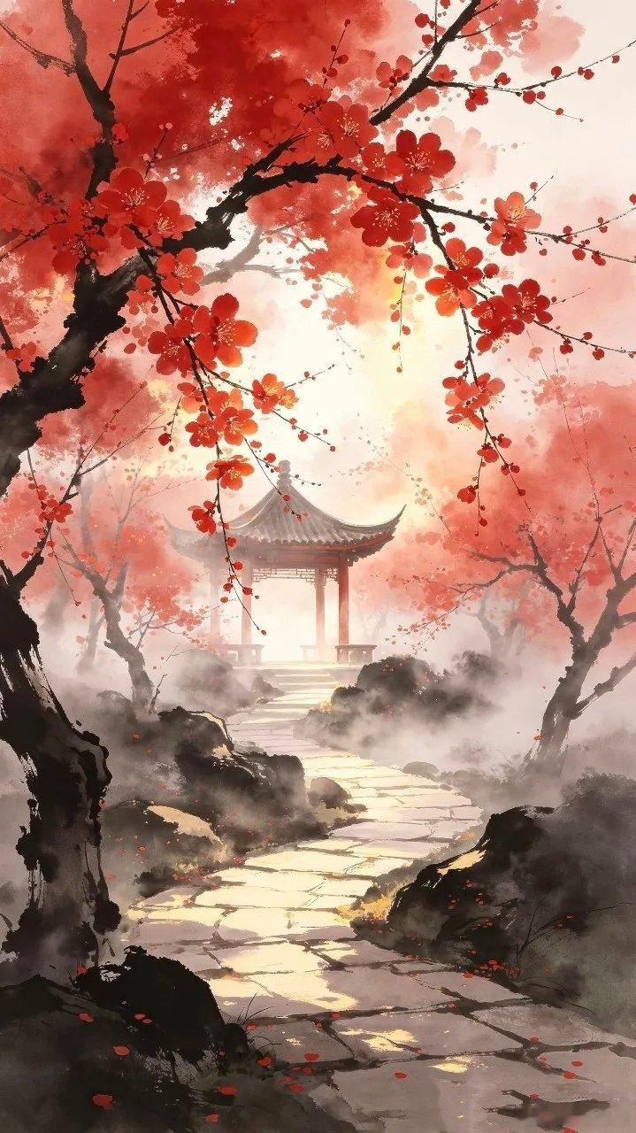 仙山梦境花林唯美意境壁纸 