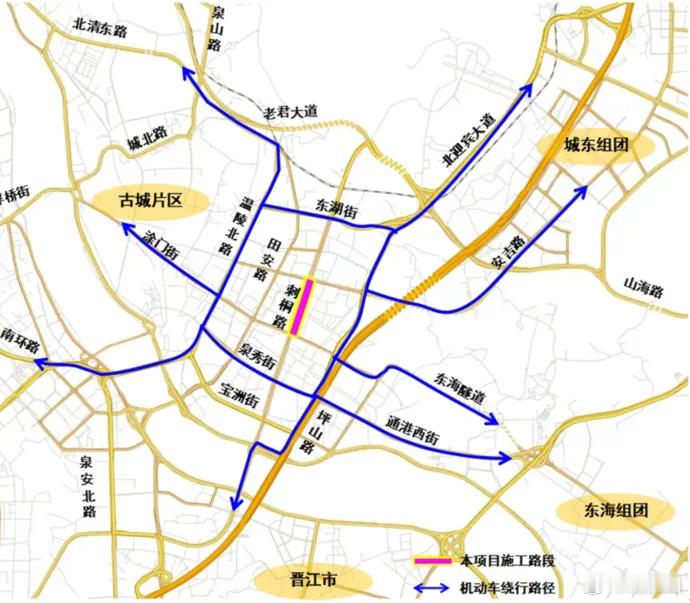 #泉州市区一路段正在施工注意绕行#记者从相关部门获悉，本次占道施工为泉州市宝洲污