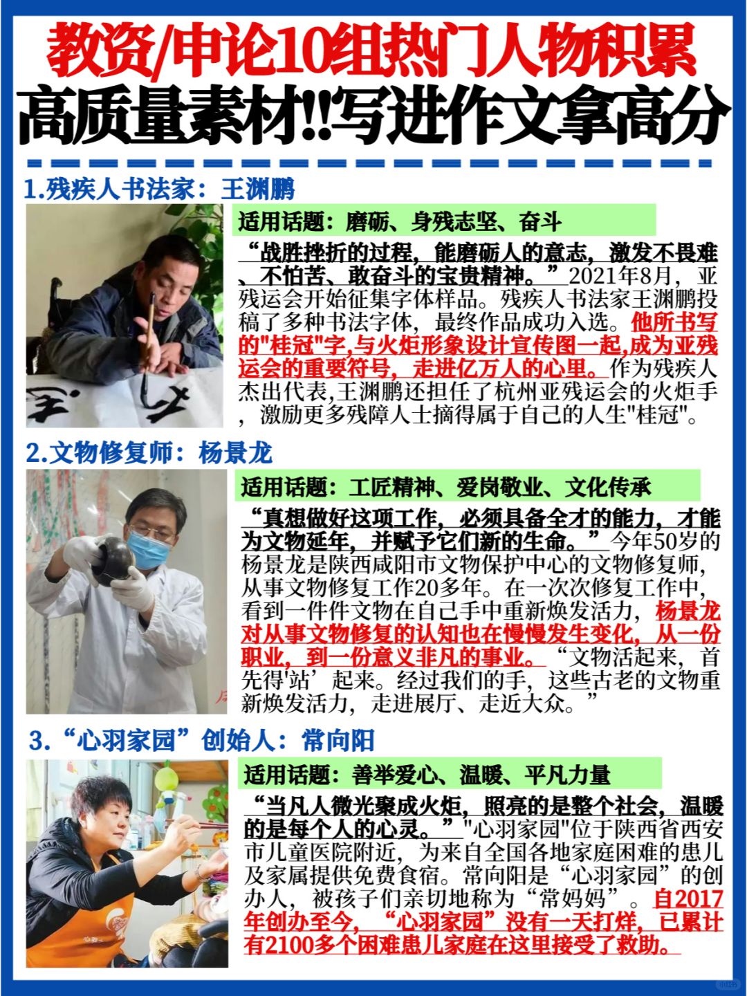 高质量作文素材🔥10组热门人物✅直接套用