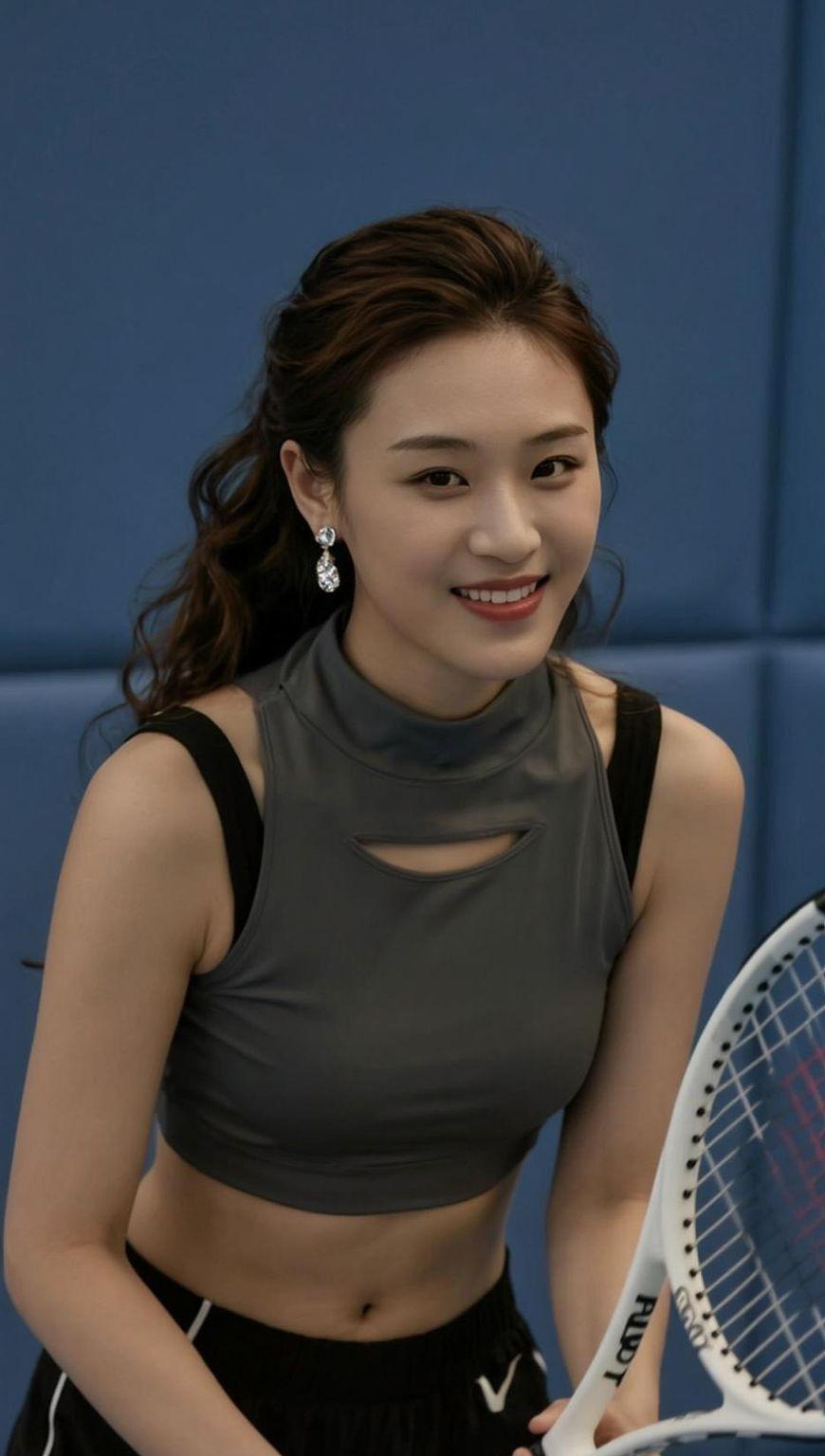 网球拍与运动背心的搭配，活力满满！这样的穿搭不仅舒适，还能轻松应对各种运动场合。