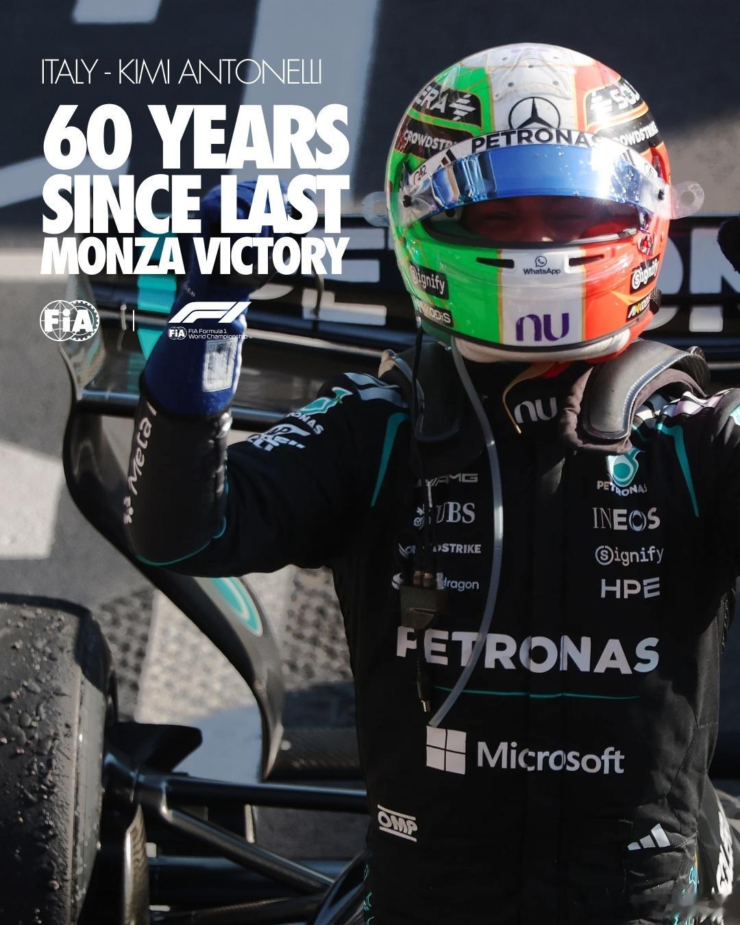 基米・安东内利成为 60 年来首位在蒙扎夺冠的意大利车手！🇮🇹FIA2026