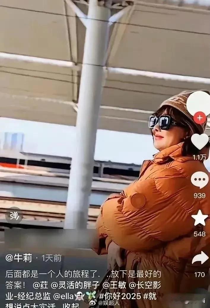 牛莉婚姻出问题，网友上再见爱人
演员牛莉发文说后面是一个人的旅程了，放下是最的答