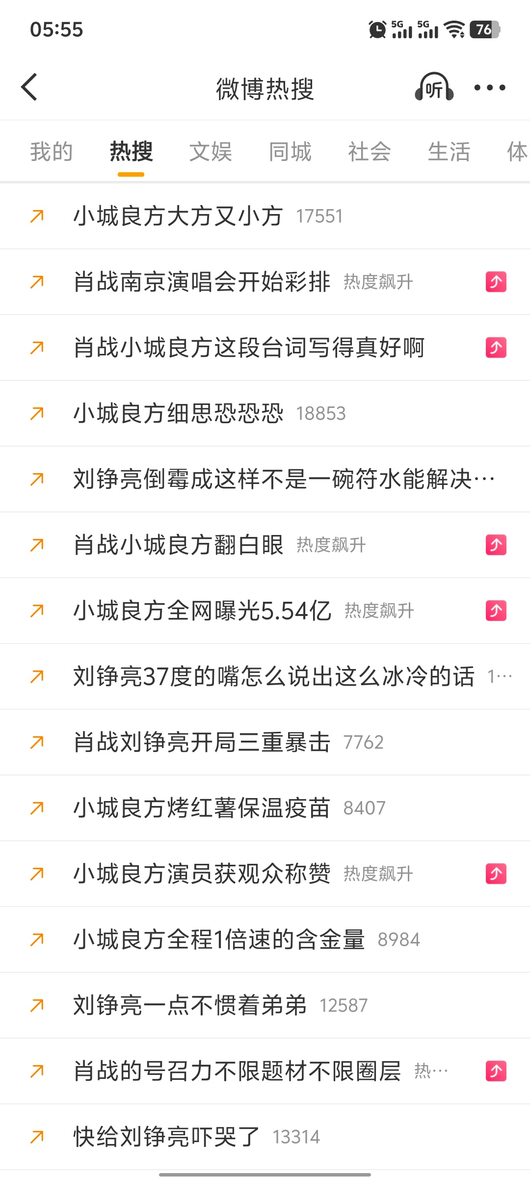 肖战[超话] 哈哈哈哈，这热搜一眼望去太牛逼克拉斯啦[good][good][g