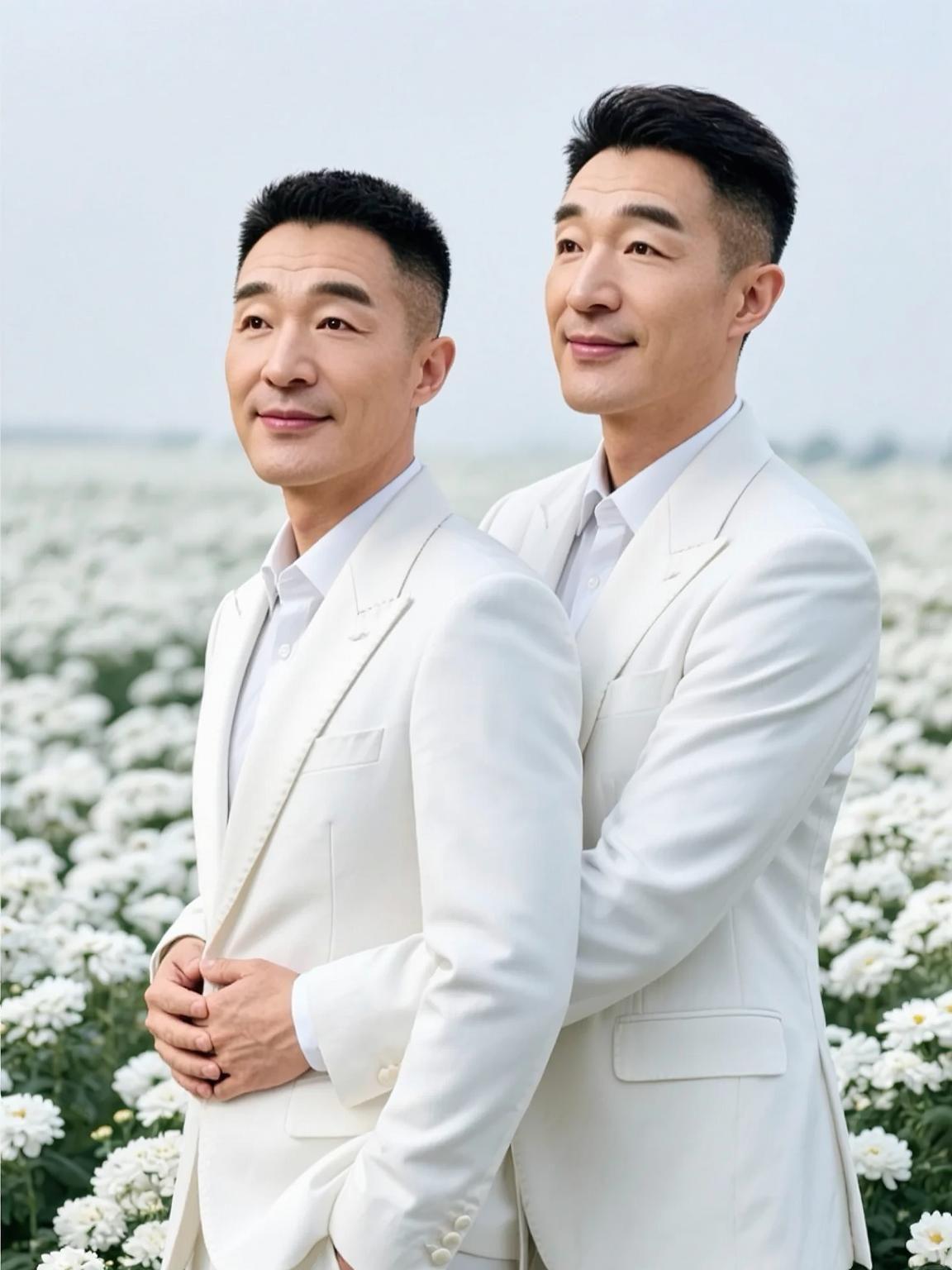 除夕快乐AI花海相拥写真