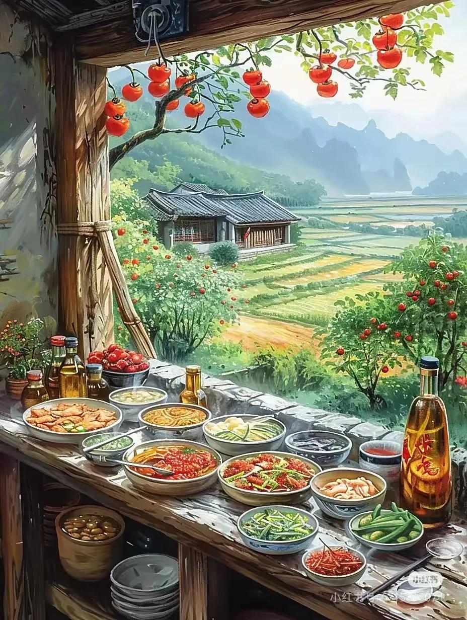 上联：秋天馈赠蔬果宴；
下联？？？