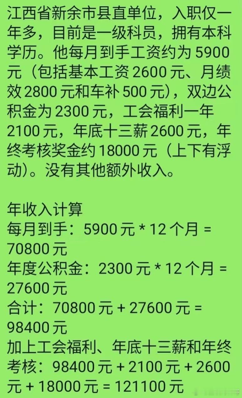 江西省直体制内详细工资情况。 ​​​